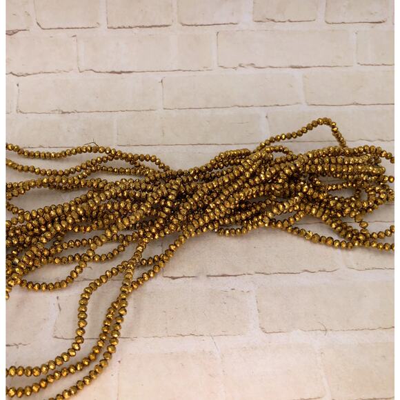 Gold Crystal Rondelles Faceted Glass Bead Strand Jewelry Making Supplies Craft - Picture 2 of 2